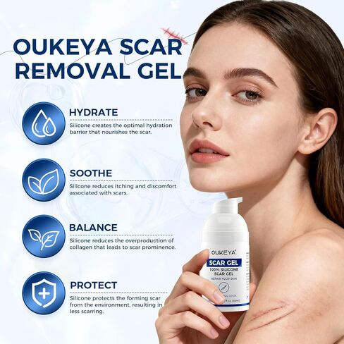 OUKEYA Silicone Scar Gel - 100% Silicone Cream Perfect for Sensitive Skin, Say Goodbye to Old and New Scars (30ml) in Kuwait