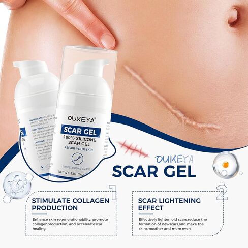 OUKEYA Silicone Scar Gel - 100% Silicone Cream Perfect for Sensitive Skin, Say Goodbye to Old and New Scars (30ml) in Kuwait