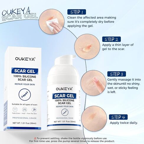OUKEYA Silicone Scar Gel - 100% Silicone Cream Perfect for Sensitive Skin, Say Goodbye to Old and New Scars (30ml) in Kuwait