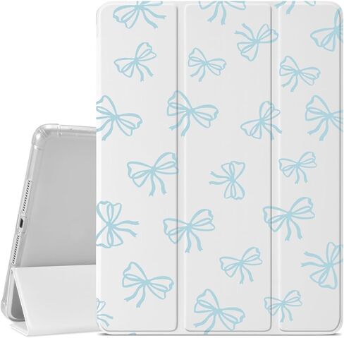 JOYLAND Light Blue Bow Pattern Case Compatible with iPad 10th Generation 10.9" 2022, Pencil Holder & Clear Transparent Soft TPU Back & Trifold Smart Pad White Cover for iPad 10th Generation in Kuwait