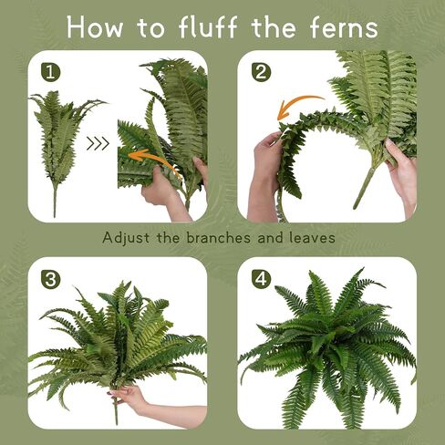 Senjie Artificial Boston Fern 2 Set 55 Branches Fake Ferns for Outdoors 32Inch Faux Plant for Home Living Room Office Decor in Saudi Arabia
