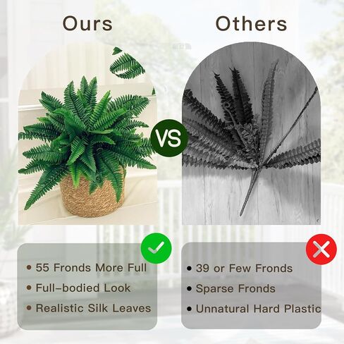 Senjie Artificial Boston Fern 2 Set 55 Branches Fake Ferns for Outdoors 32Inch Faux Plant for Home Living Room Office Decor in Saudi Arabia