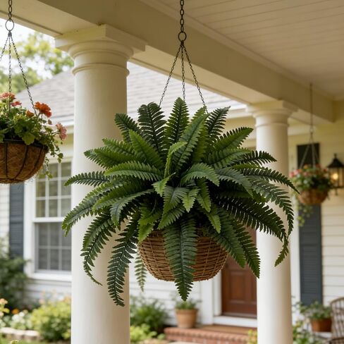 Senjie Artificial Boston Fern 2 Set 55 Branches Fake Ferns for Outdoors 32Inch Faux Plant for Home Living Room Office Decor in Saudi Arabia