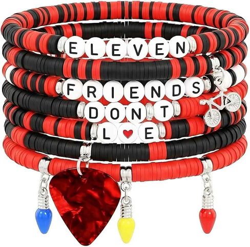 Friends Don't Lie Bracelet Set with Bike Pick Eleven Friendship Merch Gift for Fans Red and Black Beaded Stretch Bracelets in Saudi Arabia