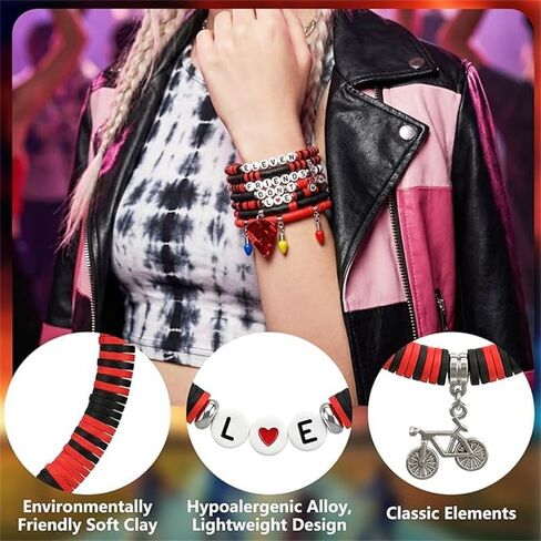 Friends Don't Lie Bracelet Set with Bike Pick Eleven Friendship Merch Gift for Fans Red and Black Beaded Stretch Bracelets in Saudi Arabia