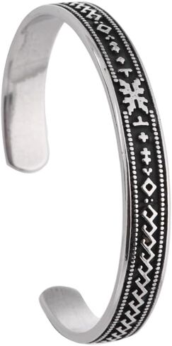 YWMAN Navajo Aztec Cuff Bracelet, Stainless Steel Western Southwestern Tribal Bangle for Men Women in Kuwait