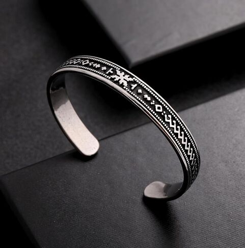 YWMAN Navajo Aztec Cuff Bracelet, Stainless Steel Western Southwestern Tribal Bangle for Men Women in Kuwait