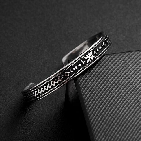 YWMAN Navajo Aztec Cuff Bracelet, Stainless Steel Western Southwestern Tribal Bangle for Men Women in Kuwait