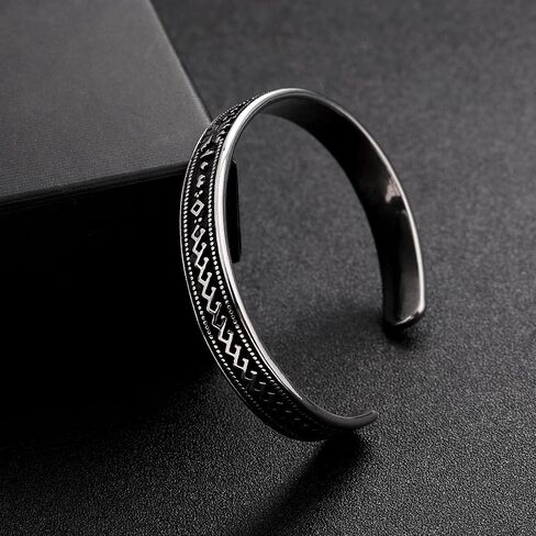 YWMAN Navajo Aztec Cuff Bracelet, Stainless Steel Western Southwestern Tribal Bangle for Men Women in Kuwait
