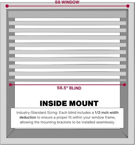 LOTUS & WINDOWARE Cordless Mini Blind, 1" Vinyl Slats, 59" Wide x 36" Long - White, Window Blinds for Home and Office, Interior Door Blinds - Light Filtering in Saudi Arabia