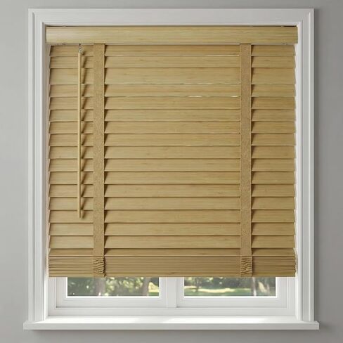 2" Cordless Bamboo Blinds,Indoor Windows Horizontal Blackout Wood Blinds, Room Darkening Window Shades for Interior Bedrooms, Living Rooms, Offices Natural 27.5" W x 64" H in Saudi Arabia