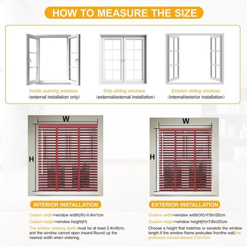 2" Slats Wooden Cordless Horizontal Blinds, Window Blind & Shades for Indoor Windows, Blackout Wooden Horizontal Window Shades for Bedroom, Kitchen, Living Room, Office in Saudi Arabia