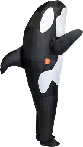 Inflatable Orca Costume, Air Blow up Killer Whale Jump suit Fancy Dress Funny Suit for Adults Cosplay Party Halloween in Kuwait