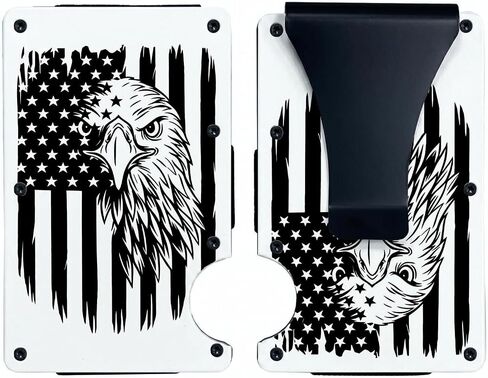 Flag Wallet for Men Minimalist Personalized Engraved Metal Wallet Slim Wallet Gifts for Soldiers Veteran Patriots (Flag 1) in Saudi Arabia