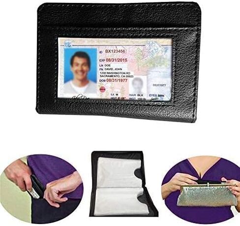 36 Slots Credit Card Holder Wallet: RFID Blocking Zipper Leather Credit Card Holder for Men with and ID Window, Pack of 2, Black in Saudi Arabia