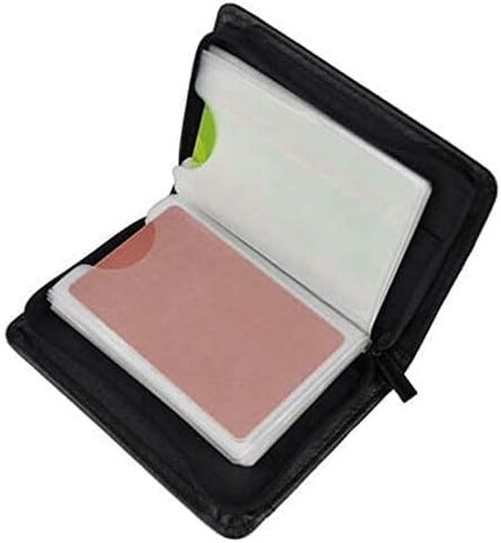 36 Slots Credit Card Holder Wallet: RFID Blocking Zipper Leather Credit Card Holder for Men with and ID Window, Pack of 2, Black in Saudi Arabia