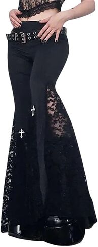 Romantic Goth Bell Bottom Pants for Woman in Kuwait