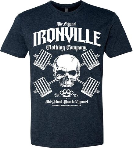 Ironville Heavy Iron Outlaw Skull Powerlifting Soft Blend T Shirt in Saudi Arabia