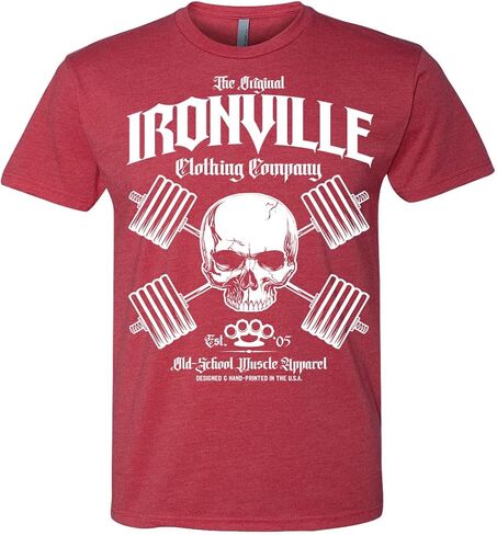 Ironville Heavy Iron Outlaw Skull Powerlifting Soft Blend T Shirt in Saudi Arabia