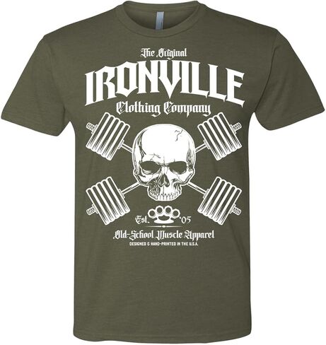 Ironville Heavy Iron Outlaw Skull Powerlifting Soft Blend T Shirt in Saudi Arabia