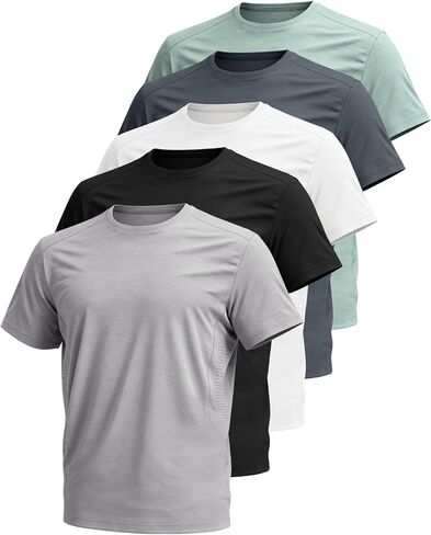 Flygo Mens Workout Shirts Dry Fit Underarm Mesh Athletic Cooling T-Shirt Short Raglan Sleeve Moisture Wicking Gym Tops in Kuwait