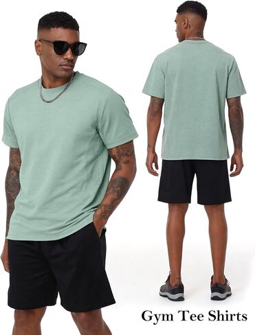 Flygo Mens Workout Shirts Dry Fit Underarm Mesh Athletic Cooling T-Shirt Short Raglan Sleeve Moisture Wicking Gym Tops in Kuwait