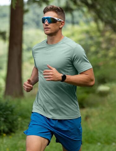 Flygo Mens Workout Shirts Dry Fit Underarm Mesh Athletic Cooling T-Shirt Short Raglan Sleeve Moisture Wicking Gym Tops in Kuwait