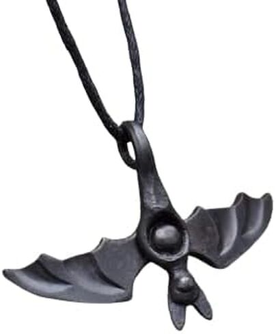 ARTIZANSTORE Medieval Black Iron Vampire Design Pendant with Jewelry Cord Hand Forged Pendant in Kuwait