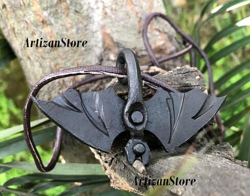 ARTIZANSTORE Medieval Black Iron Vampire Design Pendant with Jewelry Cord Hand Forged Pendant in Kuwait