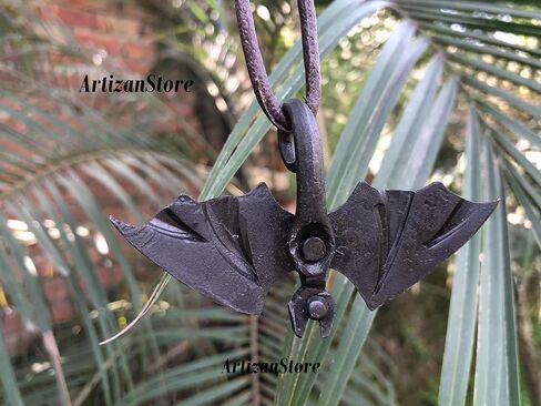 ARTIZANSTORE Medieval Black Iron Vampire Design Pendant with Jewelry Cord Hand Forged Pendant in Kuwait
