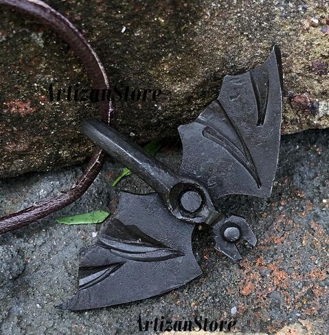 ARTIZANSTORE Medieval Black Iron Vampire Design Pendant with Jewelry Cord Hand Forged Pendant in Kuwait