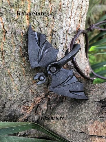 ARTIZANSTORE Medieval Black Iron Vampire Design Pendant with Jewelry Cord Hand Forged Pendant in Kuwait