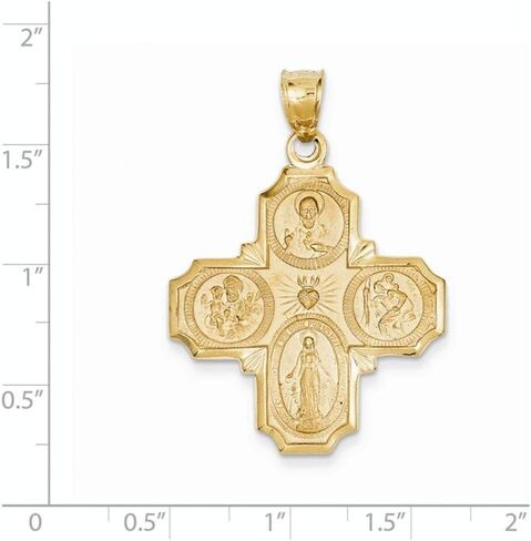 قلادة رجالية كبيرة الحجم من الذهب الأصفر عيار 14 قيراط بأربعة اتجاهات (41 مم × 29 مم) in Kuwait