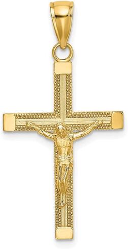 الصلبة 14K الذهب الأصفر ومحكم الصليب الصليب سحر قلادة 30 مم in Kuwait
