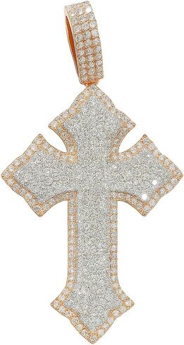 Round Real Moissanite Men's Cross Pendant IN 925 Sterling Silver Rose Gold Plated Christmas, New Year Wear Pendant in Saudi Arabia