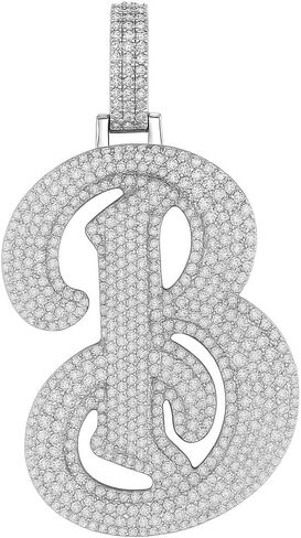 Round Real Moissanite Men's B Pendant Charm in 925 Sterling Silver White Plated Father's Day Wear in Saudi Arabia