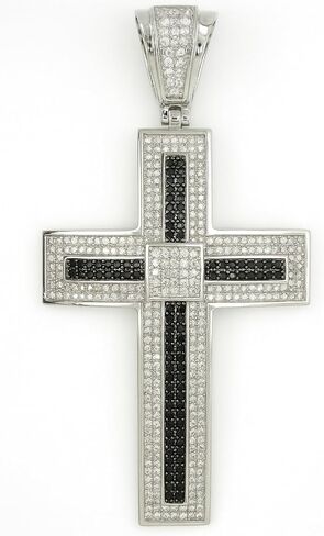 2.80CT Round White & Black Moissanite Men's Cross Pendant In 925 Sterling Silver Christmas, New Year Wear Pendant in Saudi Arabia