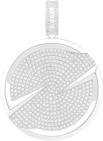 Round Lab Created Moissanite Pendant for Men & Women in 14K White Gold Plated Silver Birthday, Fathers Day Gift Pendant in Saudi Arabia