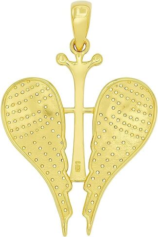 Round 1.30CT Real Moissanite Wing's Cross Pendant For Men's 925 Sterling Silver Yellow Plated With Chain in Saudi Arabia