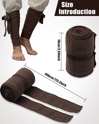 Renaissance Leg Wraps Puttees Medieval Arm Wraps Viking Pirate LARP Accessory in Kuwait