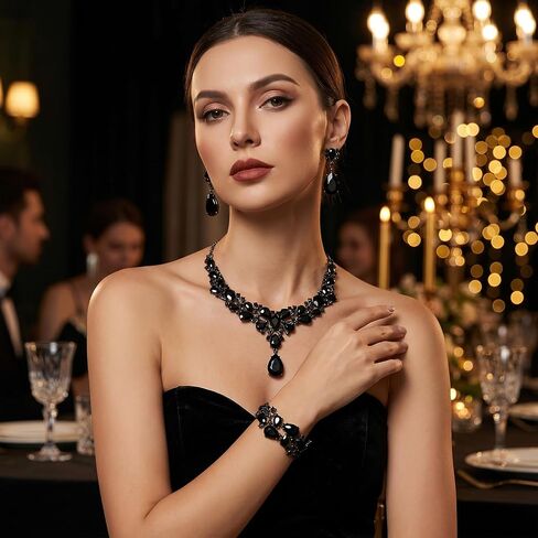 4 Pcs Rose Clutch Rhinestone Jewelry Set, Flower Evening Bag with Detachable Strap Necklace Bracelet Dangle Earrings, Women Satin Purse for Wedding Prom Party Banquet Gift in Saudi Arabia