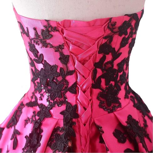 Kivary Gothic Black Satin Lace V Neck A Line Long Prom Corset Wedding Dresses in Saudi Arabia
