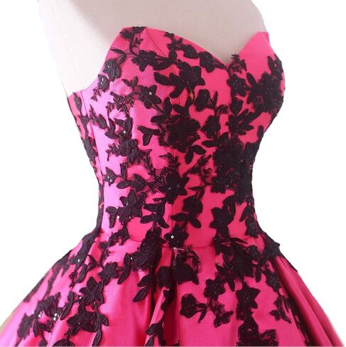 Kivary Gothic Black Satin Lace V Neck A Line Long Prom Corset Wedding Dresses in Saudi Arabia