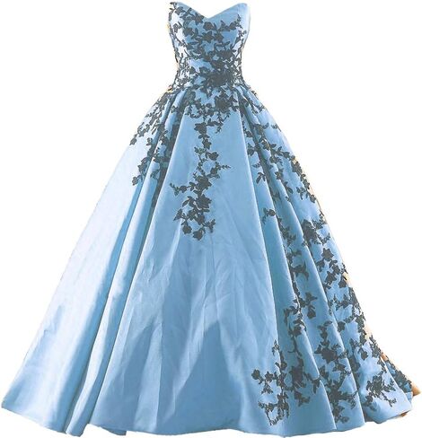 Kivary Gothic Black Satin Lace V Neck A Line Long Prom Corset Wedding Dresses in Saudi Arabia