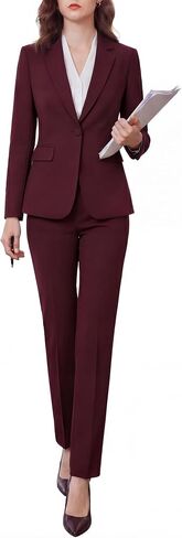 Women's Two Piece Pants Suits - Wrinkle-Free High End Business Dressy Formal Blazer Set - Professional Work Outfit in Saudi Arabia