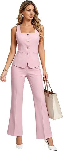 MODFUL Women's 2 Piece Vest Waistcoat Pants Suits Slim Fit Business Outfit in Saudi Arabia