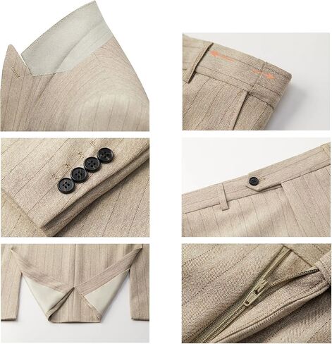 UNINUKOO Mens 3 Piece Suits Pinstripe Slim Fit Peak Lapel Formal Dinner Casual Wedding Tuxedo in Kuwait