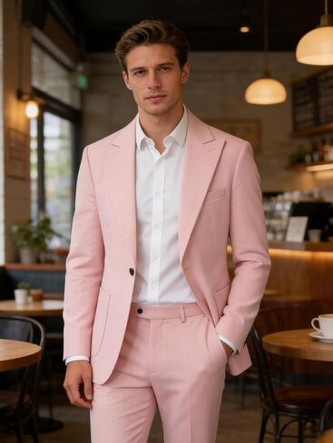 MOGU 2 Piece Mens Linen Suit Casual Summer Beach Suits Lightweight One Button Jacket Pants for Wedding Travel Dinner in Kuwait