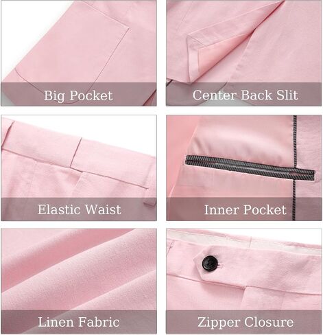 MOGU 2 Piece Mens Linen Suit Casual Summer Beach Suits Lightweight One Button Jacket Pants for Wedding Travel Dinner in Kuwait