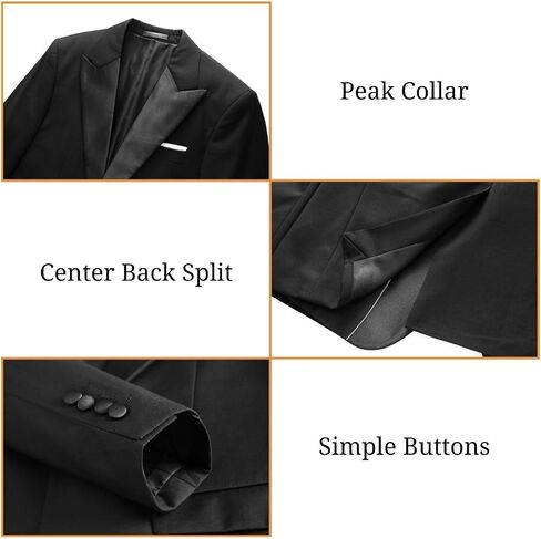 UNINUKOO Mens Tuxedo Suit Set 3 Piece Slim Fit One Button Formal Wedding Party Prom Suits for Men US Size L Black in Kuwait